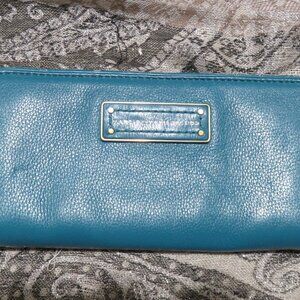 Marc by  Marc Jacobs Full Zip Leather Long Wallet Teal Blue